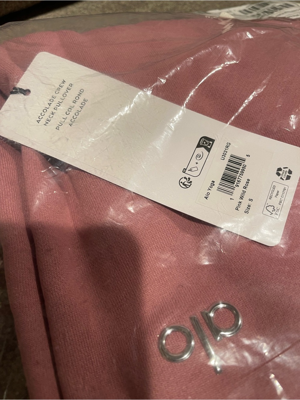 ALO Yoga crewneck pullover pink wild rose size small - Picture 5 of 5
